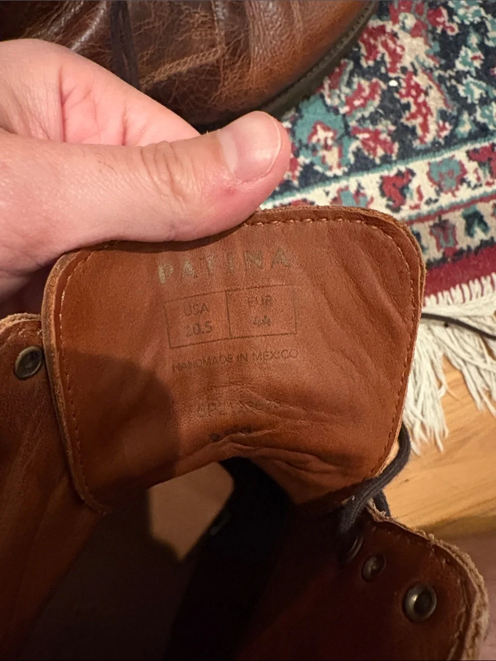 Men's Brown Leather Lace-Up Work Boots Patina